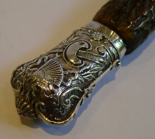 fig 1. Antique Antler & Sterling Silver Handled Magnifying Glass - 1881