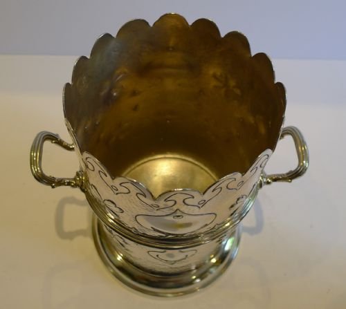 fig 1. Stylish Antique English Arts & Crafts Silver Plated Bottle Holder c.1890