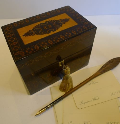 English William IV Stickware Tunbridge & Rosewood Stationery Box C.1835