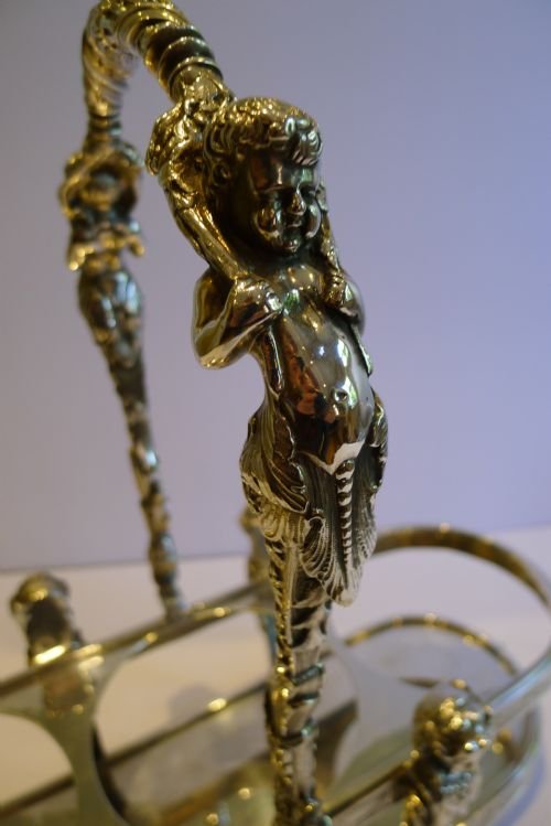 fig 1. Grandest Large Figural Tantalus / Decanters by Walker & Hall, Sheffield c.1880 - Cherubs