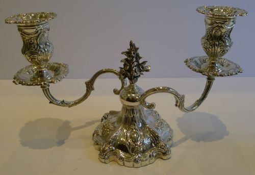 fig 1. Stunning Pair English Silver Plated Candelabra - Floral Finials - Victorian c.1880
