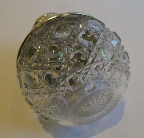 fig 1. Magnificent Antique English Cut Crystal & Sterling Silver Scent or Perfume Bottle - 1899