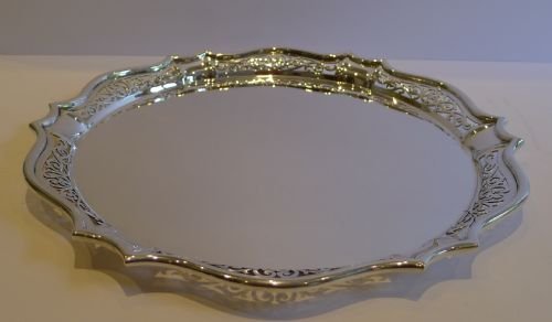 Antique English Reticulated & Shaped Tray or Salver - By Roberts & Belk
