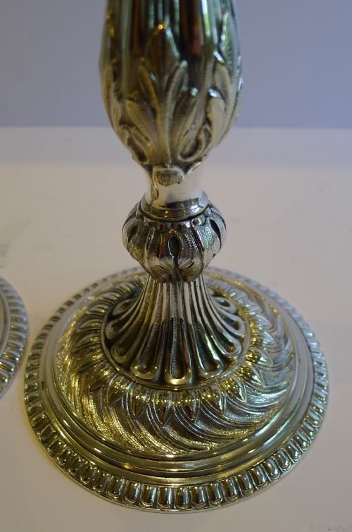fig 1. Unusual English Victorian Cast & Silver Plated Candlesticks c.1890