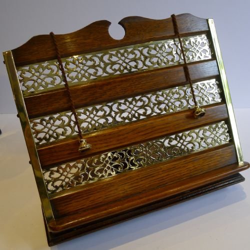 Antique English Oak & Brass Book Rest / Lectern - Reg. No. For 1894