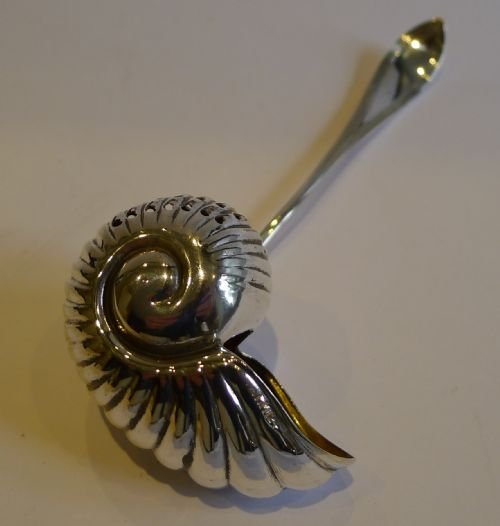Rare Antique English Silver Plated Sugar Sifter - Shell - Registered Number for 1888