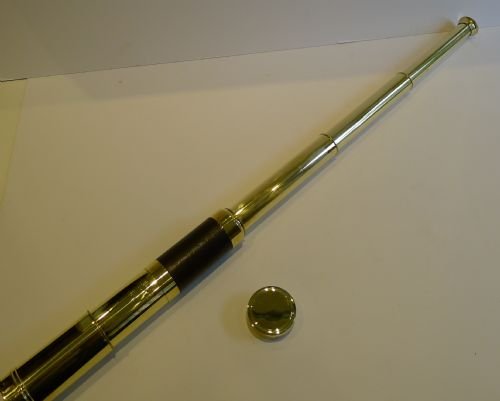 Antique English Brass & Leather Three Drawer Telescope C.1880