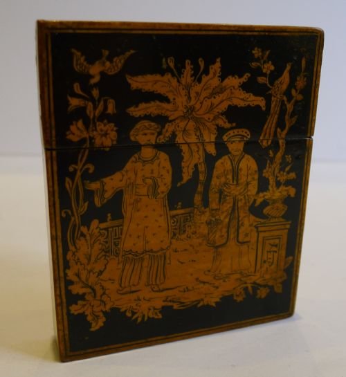 Rare English Regency Chinoiserie Penwork Visiting Card Case C.1820