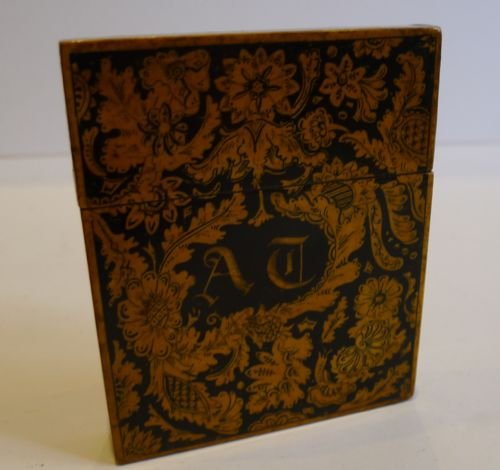 fig 1. Rare English Regency Chinoiserie Penwork Visiting Card Case c.1820