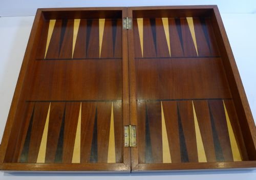 Huge Antique English Folding Chess / Backgammon / Checkers Board C. 1900