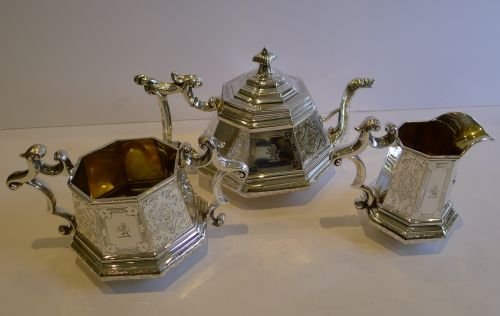 Top Quality Antique English Silver Plated Tea Service - Figural - By G.r. Collis C.1855