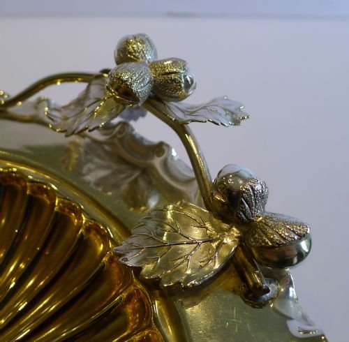 fig 1. Antique English Silver Plated Nut Dish - Naturalistic Nut Decoration c.1900