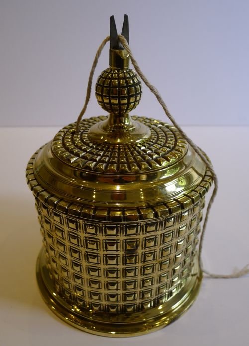 Huge Antique English Cast Brass String Box / Dispenser with Cutter C.1880