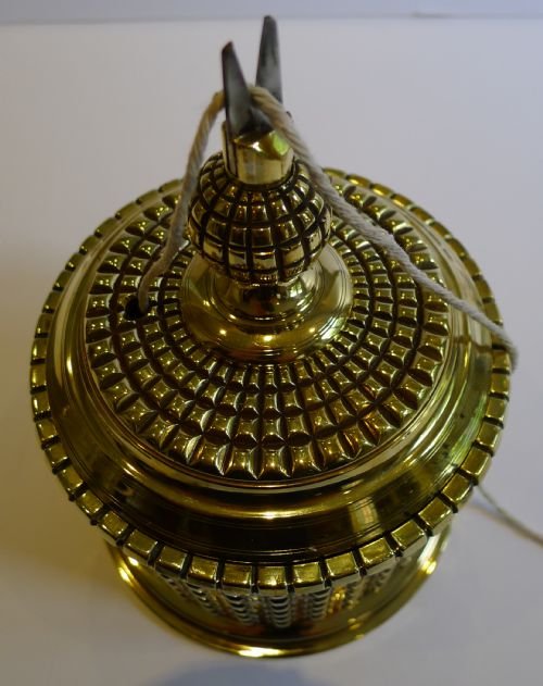 fig 1. Huge Antique English Cast Brass String Box / Dispenser With Cutter c.1880