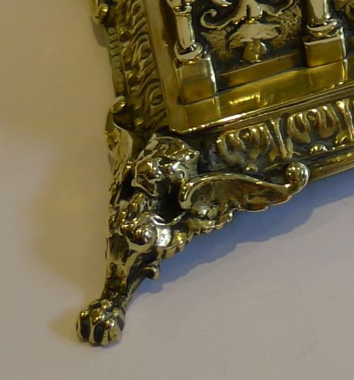 fig 1. Handsome Antique English Brass Letter or Stationery Caddy / Holder c.1880