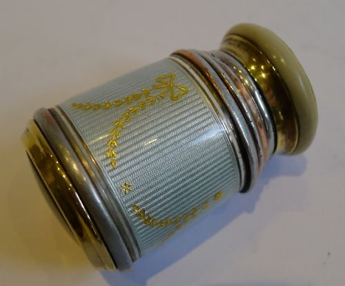 Antique English Monocular - White / Silver Guilloche Enamel with Gold Decoration C.1910