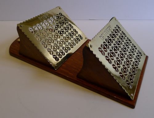 fig 1. Antique English Oak and Brass Post and Delivery Letter Caddy c.1890