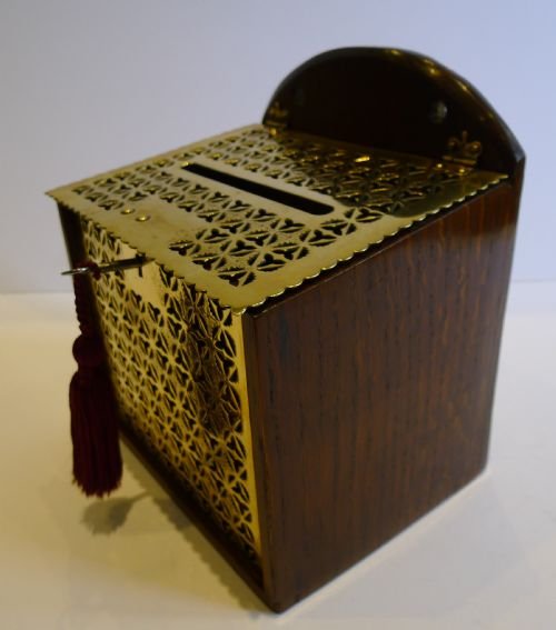 fig 1. Antique English Oak & Brass Letters Box c.1890