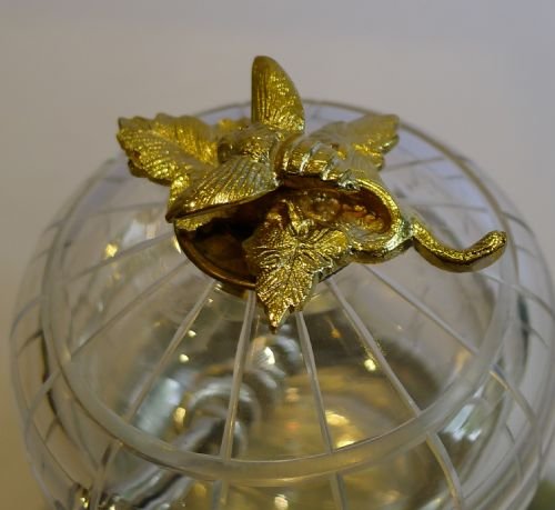 fig 1. Fabulous Antique English Honey Pot / Jar - Gilded Bees c.1880
