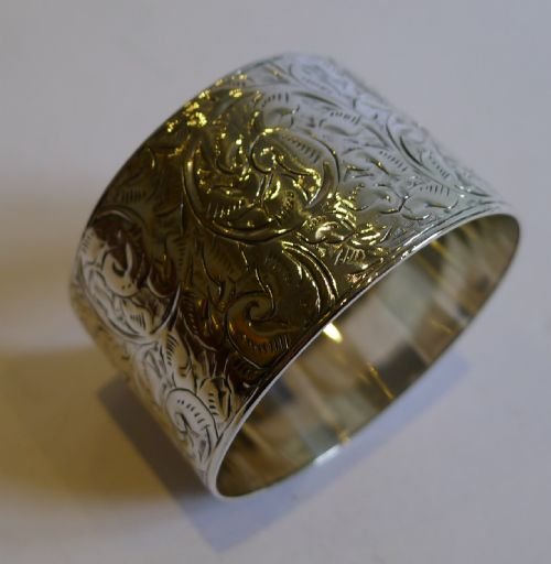 fig 1. Antique English Sterling Silver Napkin Ring In Presentation Box - 1887
