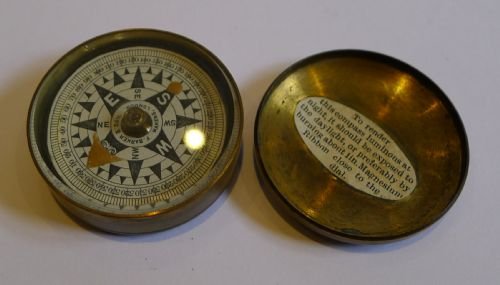 Antique English Brass Pocket Compass by Francis Barker, London C.1880