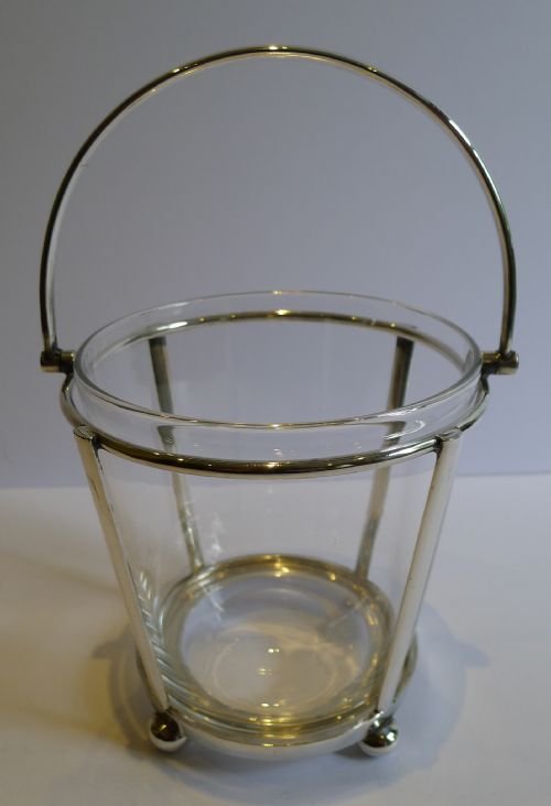 Smart Antique English Silver Plate & Glass Ice Bucket C.1900 / 1910