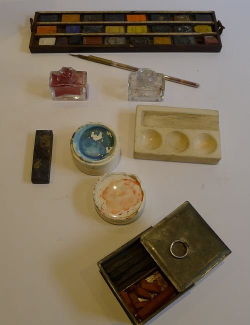 fig 1. Rare Mother of Pearl Inlaid Rosewood Artist's Box - J. Newman's - c.1830