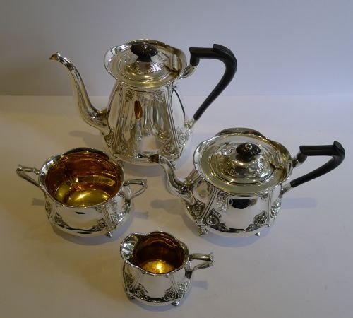 fig 1. Top Quality English Silver Plated Art Nouveau Tea Set by Mappin & Webb - 1907