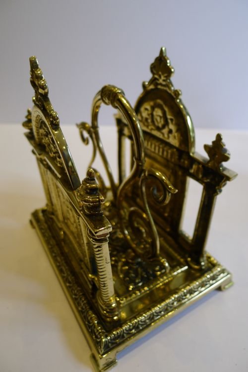 fig 1. Quality Antique German Brass Letter Rack or Holder c.1880