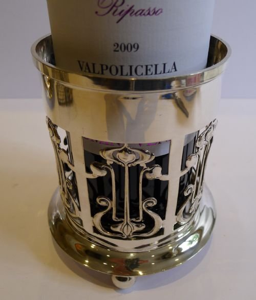 Antique English Art Nouveau Silver Plated Bottle Holder by Roberts and Belk - 1900