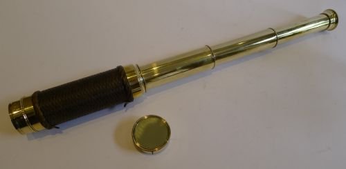 fig 1. Wonderful Antique English Three Drawer Brass Telescope c.1890