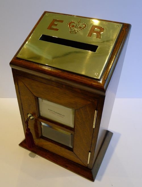 Antique English Letters Box in Oak with Brass C.1905