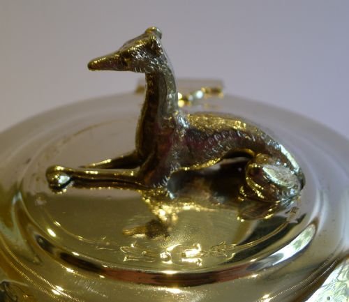 fig 2. A Stunning Cut Crystal & Silver Plated Biscuit Box - Greyhound - English Registration Mark for 1865