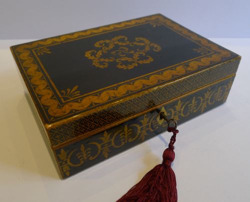 Beautiful English Regency Penwork Table or Jewellery Box C.1820