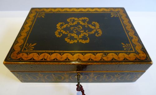 fig 1. Beautiful English Regency Penwork Table or Jewellery Box c.1820
