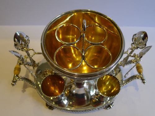 fig 1. Stunning Antique English Silver Plated Egg Coddler by Walker & Hall c.1890