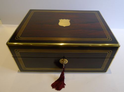 Large George IV Brass Bound Rosewood Jewellry, Table or Desk Box C.1825