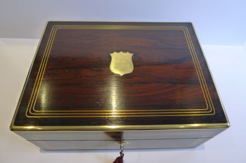 fig 1. Large George IV Brass Bound Rosewood Jewellry, Table or Desk Box c.1825