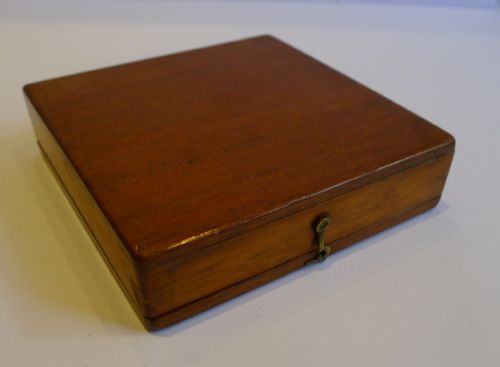 fig 1. Antique Mahogany Cased Travel Chess Set Signed Jaques, London c.1910
