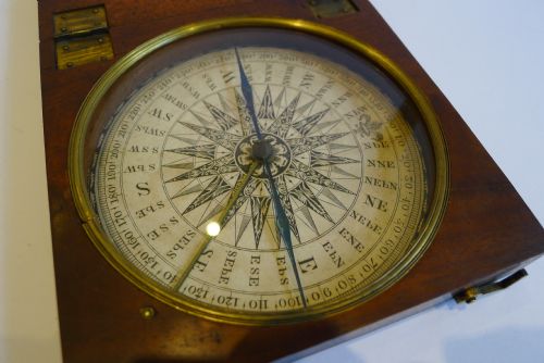 fig 1. Large English Georgian Desk Compass c.1790 In Mahogany Case