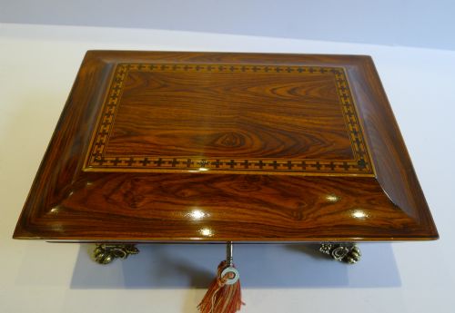 fig 1. Stunning Regency Inlaid Kingwood Jewellery or Table Box c.1815