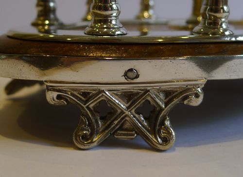 fig 1. Antique English Solid Oak & Silver Plated Toast Rack or Letter Holder
