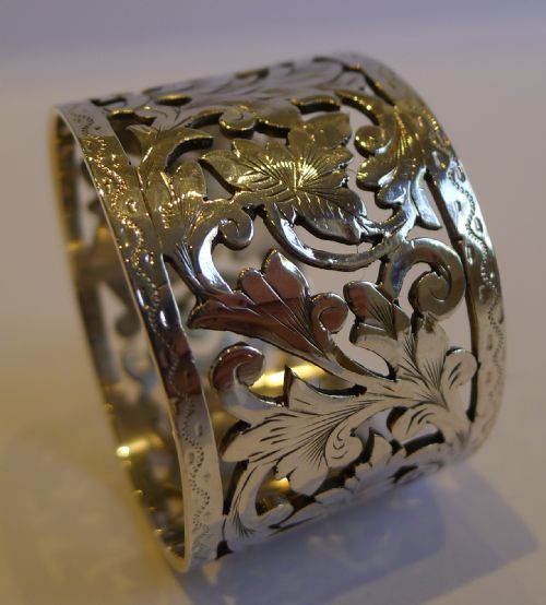 Antique English Sterling Silver Napkin Ring - Pierced or Reticulated - 1895