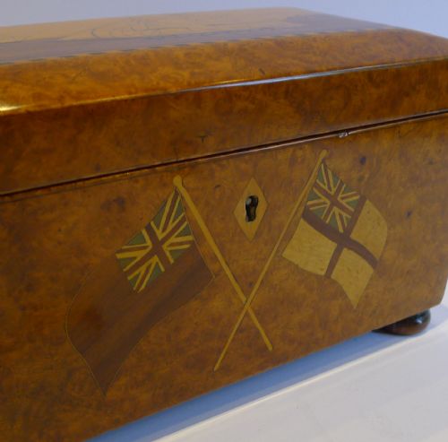 fig 2. Magnificent Antique Trinity House Tea Caddy In Amboyna c.1880