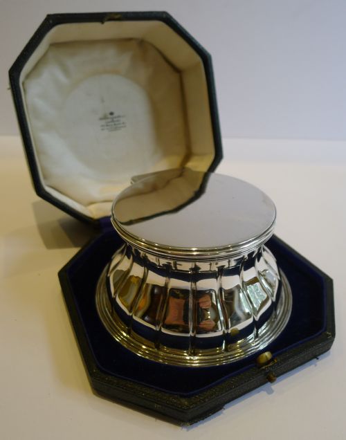 Magnificent Large Antique English Sterling Silver Inkwell in Original Presentation Case