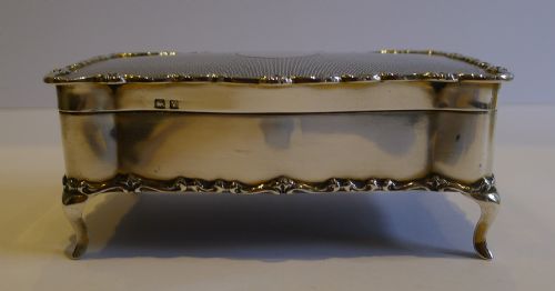 fig 1. Magnificent English Sterling Silver Jewellery Box - Original Interior - Fitted For Six Rings
