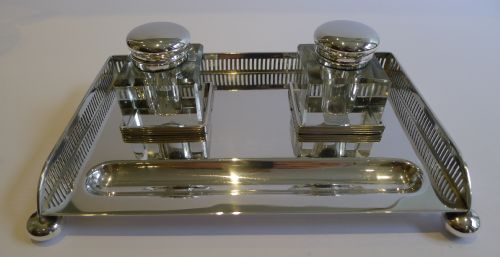 Antique English Silver Plated Inkstand by Mappin & Webb C.1900