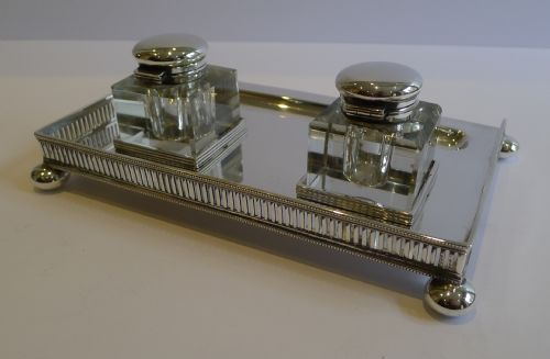 fig 1. Antique English Silver Plated Inkstand by Mappin & Webb c.1900