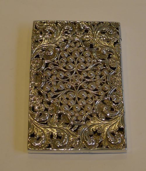 Exquisite English William IV Sterling Silver Filigree Card Case - 1836