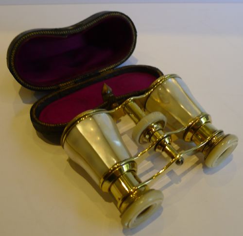 Antique Polished Brass & Mother of Pearl Opera Glasses C.1890